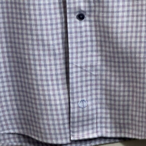 David Donahue Dress Shirt Sz 17.5 XL Fusion Gingham Check Button Up Linen Blend - Picture 4 of 11